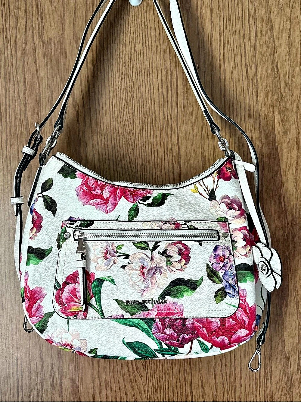 Dana Buchman Floral Shoulder Bag in White & Pink